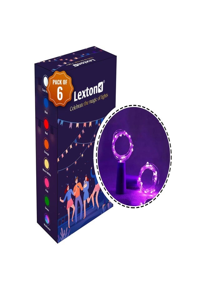 Lexton Cork Light | Bottle Light | Purple Copper String Light | Cork String Light | 6 Pieces | for Valentine's Day, Room décor, Birthdays, Party,Diwali - Image 1